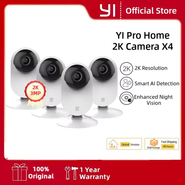 Imagen de la oferta: YI 4pc 2K Home Pro Cámara 3MP Wi-Fi IP Sistema inteligente de vigilancia de seguridad con visión nocturna Monitor de bebé en iOS, Android