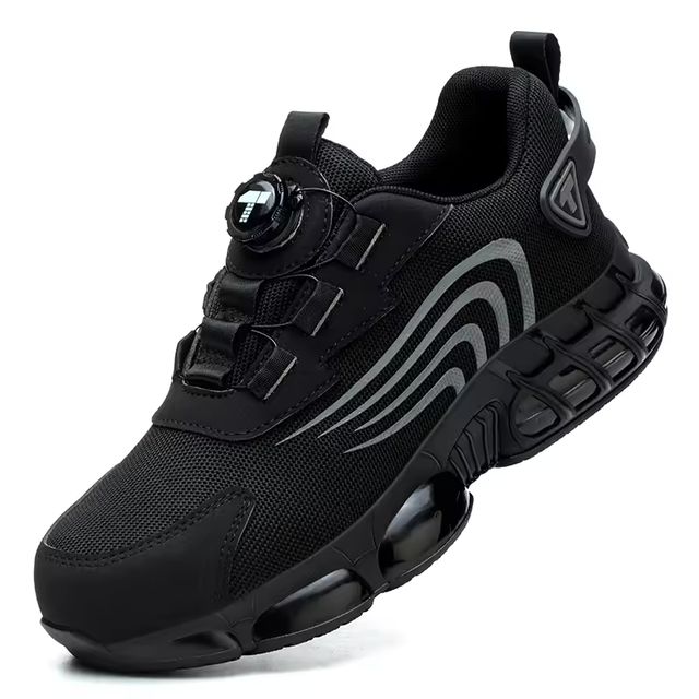 Imagen de la oferta: Nuevos zapatos de seguridad con botón giratorio para hombre, zapatos de trabajo antiimpacto y antiperforación, calzado deportivo de moda para hombre y seguridad profesional