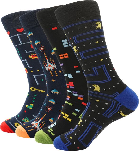 Imagen de la oferta: 4 Pares Calcetines Hombre Divertidos Algodón, Regalos Originales Hombre Retro