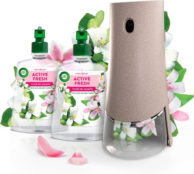 Imagen de la oferta: Air Wick Spray Automático Sin Aerosol, Ambientador Hogar Fragancia Flor de Jazmín, 1 Aparato, 2 Recambios, 24 x 7 Active Fresh Neutralizador de Olores, hasta 70 Días de Frescor