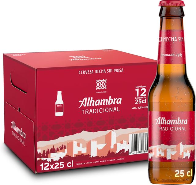 Imagen de la oferta: Alhambra Tradicional Cerveza - Paquete de 12 x 250 ml - Total: 3000 ml