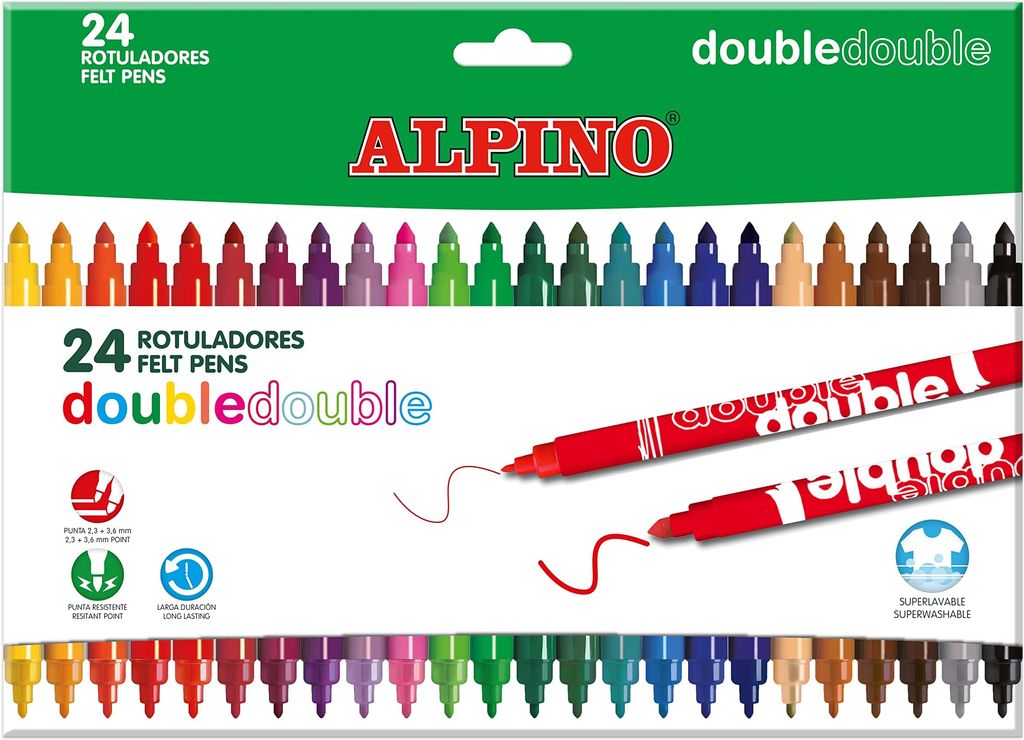 Imagen de: Rotulador alpino double double punta gruesa y punta fina caja de 20+4 colores surtidos