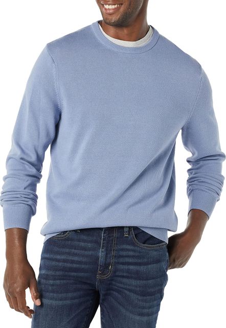 Imagen de la oferta: Amazon Essentials Hombre Jersey de Cuello Redondo de Manga Larga, 100% Algodón, Disponible en Tallas Grandes y Altas
