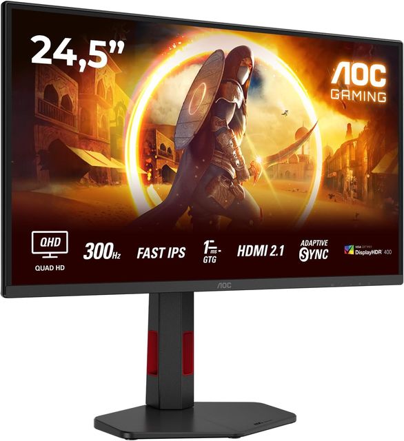 Imagen de la oferta: AOC Gaming Q25G4SR - Monitor Quad HD de 25 Pulgadas, 300 Hz, 1 ms, FreeSync. Premium, G-Sync, HDR400 2560 x 1440, 2 HDMI 2.1, DisplayPort 1.4, Negro-Rojo, 25 Inch QHD IPS
