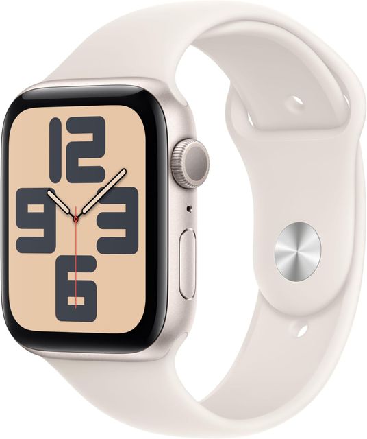 Imagen de la oferta: Apple Watch SE de 2.ª generación GPS Smartwatch con Caja de Aluminio en Blanco Estrella de 44 mm y Correa Deportiva Blanco Estrella - Talla M/L. Monitores de entreno y sueño y Resistencia al Agua