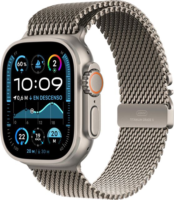 Imagen de la oferta: Apple Watch Ultra 2 GPS + Cellular Smartwatch, reloj deportivo con caja de titanio natural resistente 49 mm y Pulsera Milanese Loop en titanio Natural - Talla L. Monitor de entreno y neutro en carbono