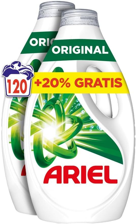 Imagen de: Ariel Detergente Lavadora Liquido 120 Lavados, Original, Jabon Limpieza Mejorada en Ciclos Mas Frios con la Exclusiva Tecnologia de limpieza en Frio