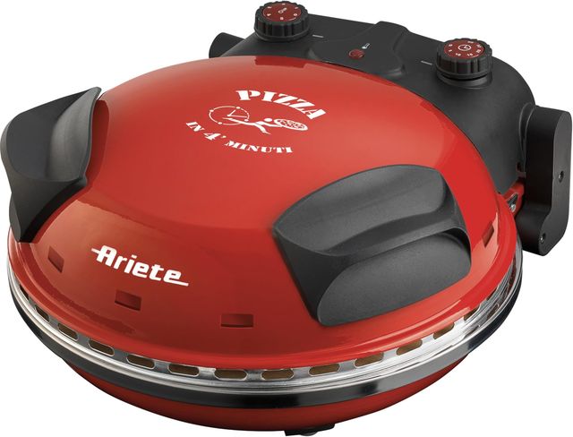 Imagen de la oferta: Ariete 909 - Mini horno para pizza en 4 minutos, 1200 W, 5 niveles temperatura, diámetro 33 cm, regulador de tiempo 30 minutos y temperatura, indicador luminosos encendido/apagado, color rojo negro