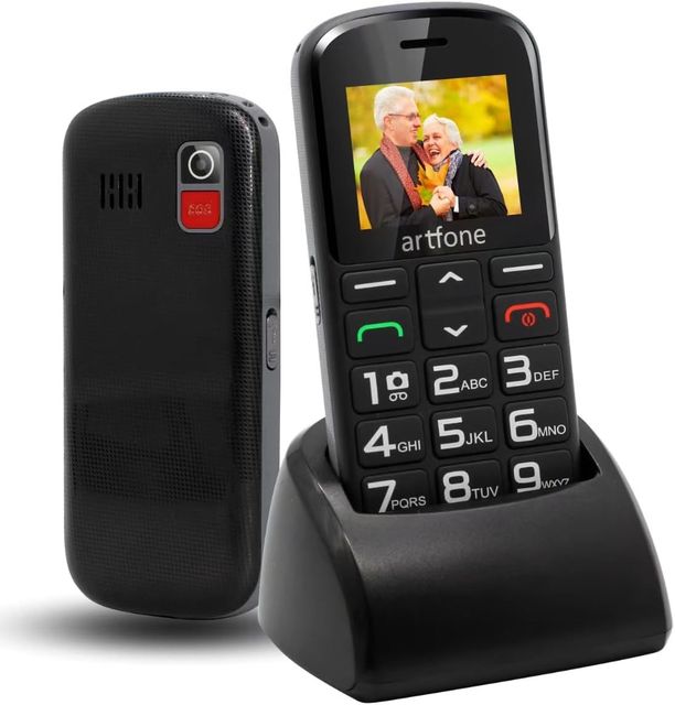 Imagen de la oferta: artfone CS182 Negro - gsm Teléfono Móvil para Personas Mayores丨Senior Móviles de Teclas Grandes丨Base de Carga丨Doble SIM丨FM丨Llamada Rápida丨Botón SOS丨Volumen Alto丨Batería de 1800 mAh丨Bloqueo de Teclas