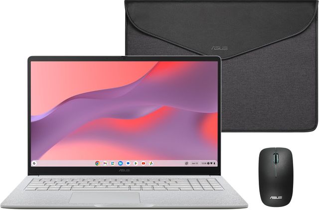 Imagen de la oferta: ASUS Chromebook CX1505CTA - Ordenador Portátil 15.6" Full HD (Intel N50, 4GB RAM, 128GB eMMC, ChromeOS) QWERTY Funda y ratón incluidos +3 Meses de Google AI Pro con Gemini Pro y 2TB de Almacenamiento