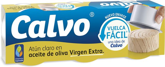 Imagen de la oferta: Calvo Atún Claro en Aceite de Oliva Virgen Extra Pack3 x 65g