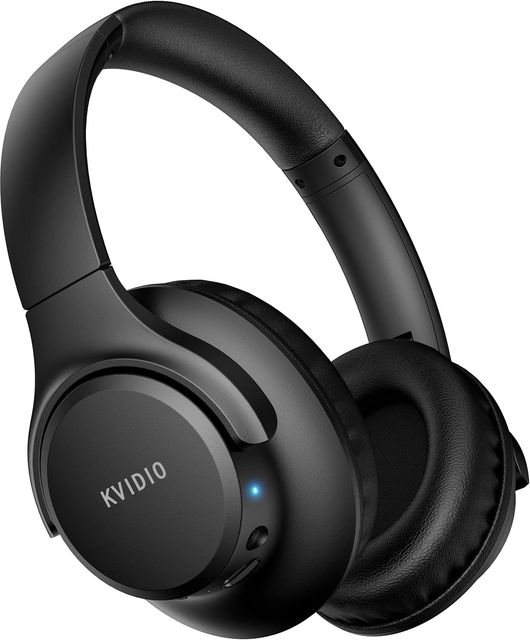 Imagen de la oferta: KVIDIO Auriculares Supraaurales Inalámbricos, 65 Horas de Reproducción Auriculares Bluetooth, Cascos Ligeros Plegables con Micrófono, Graves Profundos (Negro)
