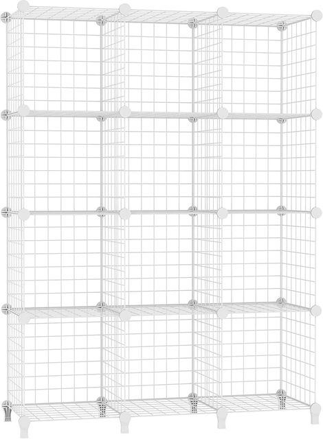 Imagen de la oferta: AWTATOS Estante de Almacenamiento de Cubos de Alambre, 12 Cubos, Organizador de Cubos de Almacenamiento modulares, Estante de Alambre de Hierro Multiuso, Estante para Sala de Estar, hogar, Blanco