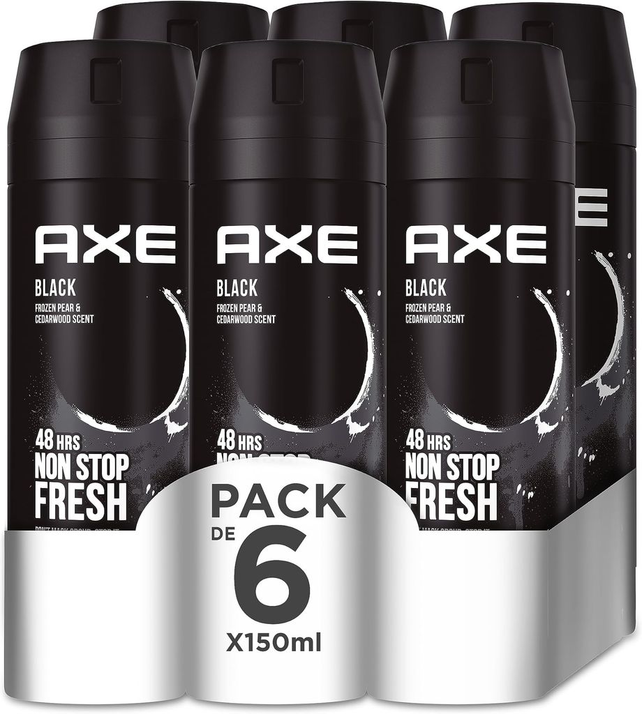Imagen de: Axe Desodorante Bodyspray Black 150ml, pack de 6 unidades, El embalaje puede variar