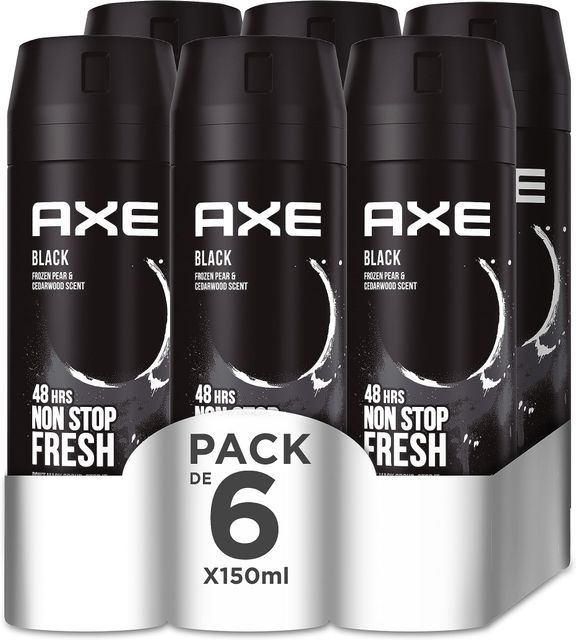 Imagen de la oferta: Axe Desodorante Bodyspray Black 150ml, pack de 6 unidades, El embalaje puede variar