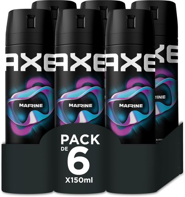 Imagen de la oferta: Axe Desodorante para Hombre Bodyspray Marine 150 ml - Pack de 6, El embalaje puede variar