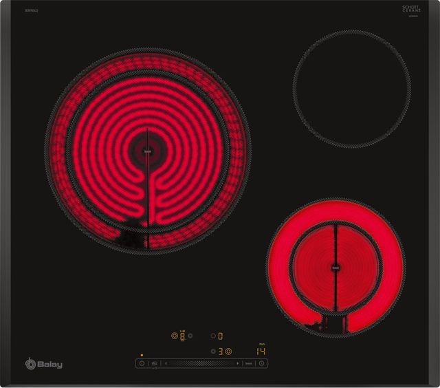 Imagen de la oferta: Balay - Placa vitrocerámica, 60 cm, Zona doble de 21/28 cm, Negro, sin marco inoxidable, 3EB765LQ