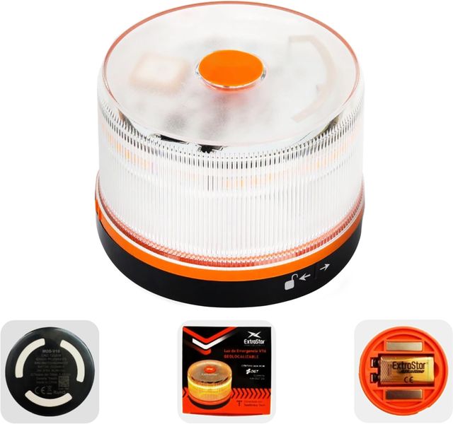 Imagen de la oferta: HIBRON EXTRASTAR Luz Emergencia Baliza V16 Homologada DGT con Geolocalización, Baliza Coche Conectada DGT 3.0, Datos Incluidos hasta 12/2038