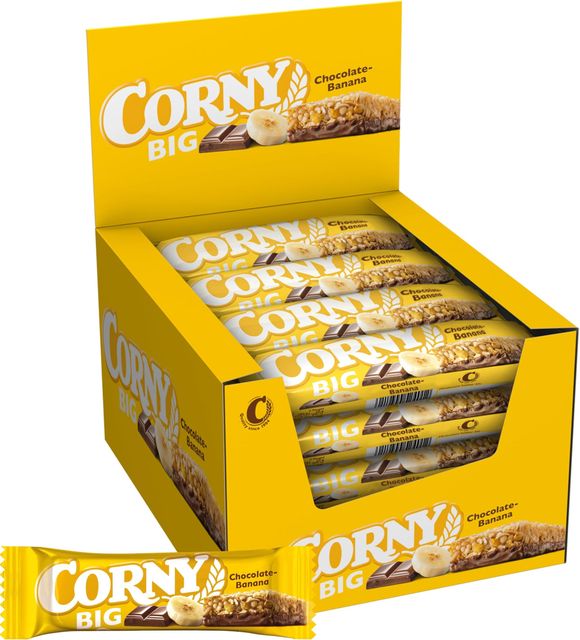 Imagen de la oferta: Corny Big, Barrita Sin Azúcares Añadidos Sabor Chocolate Banana, Más Grande, Sabor Intenso, Textura Crujiente, Pack 24x50g