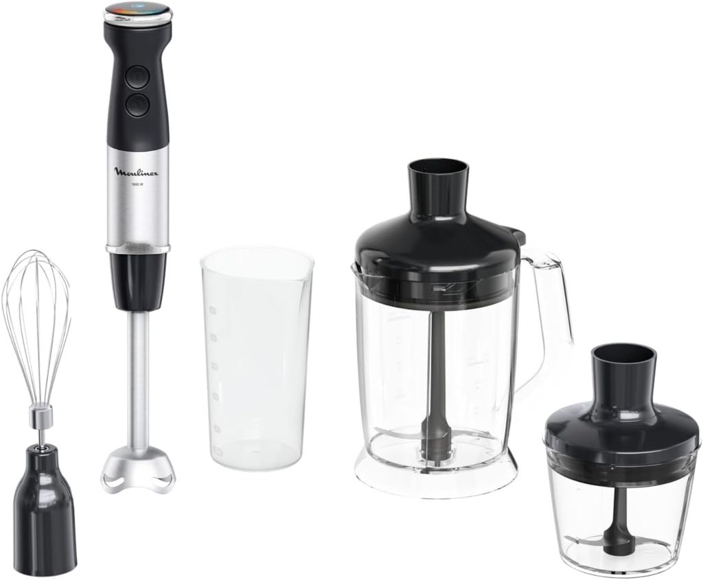 Imagen de: Moulinex Quickchef+ - Batidora de mano de 1000 W, cuchillas con tecnología Powelix, accesorio batidor picador XL 5 en 1, modo silencioso, 2 velocidades variables, DD67L810