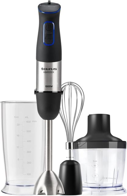 Imagen de la oferta: Taurus Amazing – Batidora AHBA1000X | 1000W | 20 velocidades + Turbo | Cuchillas inox 4 filos | Diseño soft-touch | Antisalpicaduras | Set de accesorios completo