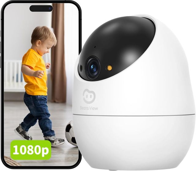 Imagen de la oferta: Beans View Cámara de Interior para Seguridad D210, Vista de 360°, 2.4GHz Wi-Fi 1080P, Cámara Mascotas/Perros/Gatos, Visión Nocturna en Color, Detección Humana, Autoseguimiento, Compatible con Alexa