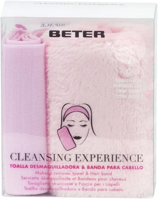 Imagen de la oferta: Beter – Toalla facial desmaquillante reutilizable, con turbante para cabello, elimina el maquillaje solo con agua, color rosa,ideal para llevar de viaje