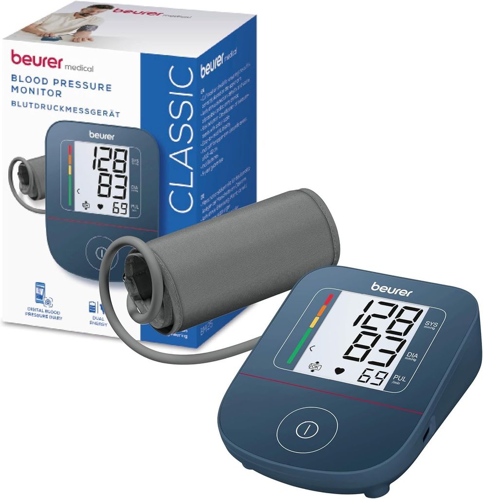 Imagen de: Beurer BM 25 Tensiómetro de brazo, operación sencilla con un botón, medición precisa, detección de arritmias, con puerto USB-C, brazalete para 22-42 cm, transferencia de datos a Apple Health y más