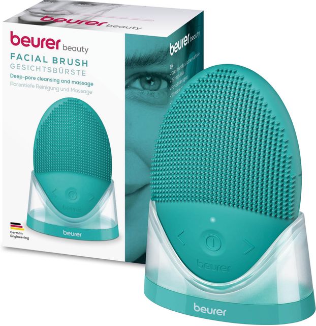 Imagen de la oferta: Beurer FC 52 Laguna Cepillo facial de silicona, limpieza en profundidad de los poros y masaje de la piel, resistente al agua, apto para todo tipo de pieles