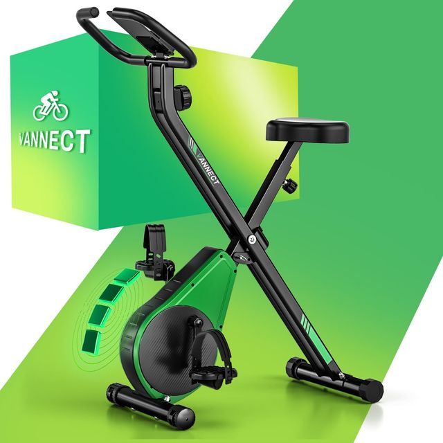 Imagen de la oferta: VANNECT Bicicleta Estatica Plegable con 16 Niveles de Resistencia, Monitor LCD y Medición de Pulso Manual, Soporte Plano, Ahorro de Espaci, Estática Silenciosa Magnética Bicicleta Estatica para Casa