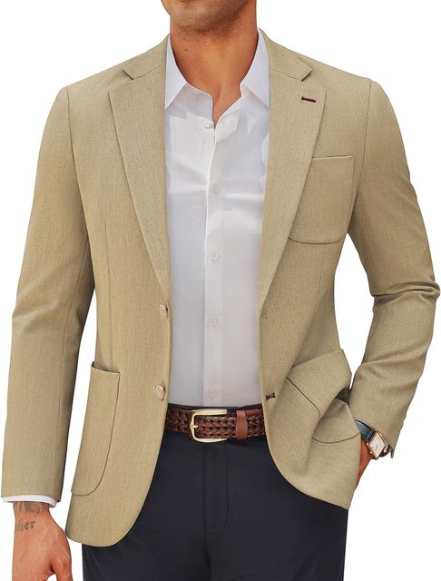 Imagen de la oferta: PJ PAUL JONES Blazers casuales para hombre, chaqueta deportiva de dos botones con solapa con muescas inteligentes