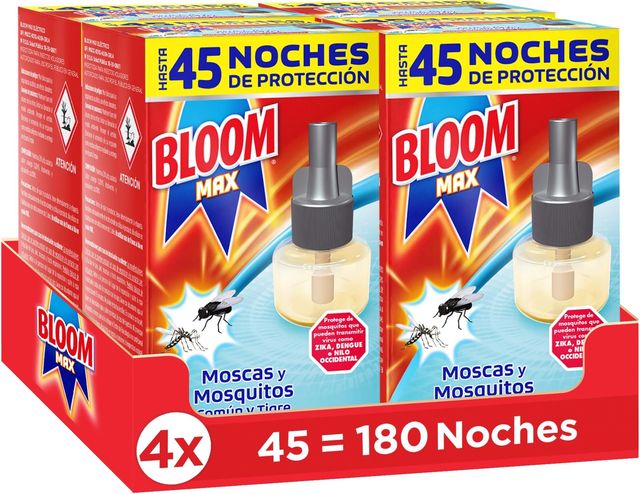 Imagen de la oferta: Bloom Max pack de 4 recambios Líquido, insecticida eléctrico antimosquitos contra moscas y mosquitos común y tigre