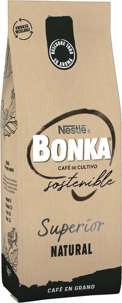 Imagen de: Bonka cafe en grano tostado natural superior, Ideal para maquina de cafe Espresso - 1 paquete x 1 kg