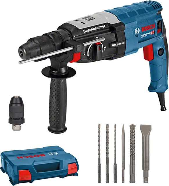 Imagen de la oferta: Bosch Professional martillo perforador GBH 2-28 F (potencia 880 W, Ø máx. de perforación en hormigón: 28 mm, incl. set de 6 cinceles, SDS plus, L-Case) - Set exclusivo de Amazon