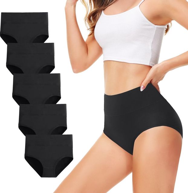 Imagen de la oferta: Braguita de Talle Alto Algodón para Mujer Pack de 5 Culotte Bragas de Cintura Alta Cómodo