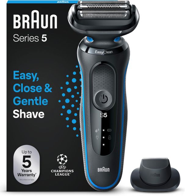 Imagen de la oferta: Braun Series 5 Afeitadora Eléctrica Hombre, Máquina de Afeitar Barba con Recortadora De Precisión EasyClick, EasyClean, en Seco y Mojado, Recargable, Inalámbrica, 51-B1200s, Azul