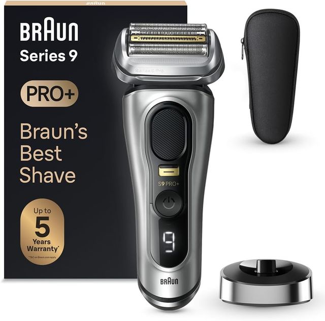 Imagen de la oferta: Braun Series 9 Pro+ Afeitadora Eléctrica Hombre, Máquina de Afeitar Barba Con Base De Carga y Funda De Viaje, En Seco Y En Mojado, 60 Min De Autonomía, 9517s, Plata