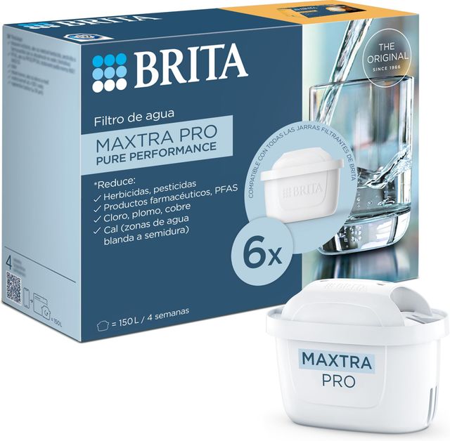 Imagen de la oferta: BRITA Cartucho Filtrante de Agua MAXTRA PRO Pure Performance (All-in-1) Pack 6 | Recambio original para todas las jarras BRITA para agua de sabor puro - filtra PFAS, cloro, cal y metales