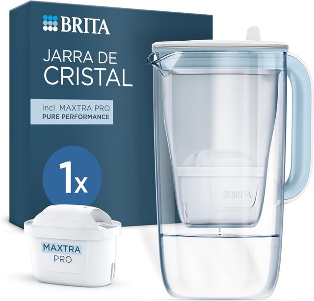 Imagen de la oferta: BRITA Jarra de cristal azul (2,5L) incl. 1x filtro MAXTRA PRO All-in-1 Jarra de cristal de diseño premium con tapa abatible de fácil llenado e indicador, que reduce la cal, el cloro y las impurezas