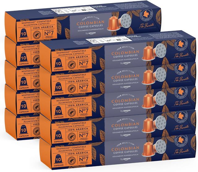 Imagen de la oferta: By Amazon Café Colombiano Compatible con Nespresso, 100% Arábica, Tueste Medio, 100 Cápsulas de Aluminio (10 paquetes de 10), Con Certificación Rainforest Alliance
