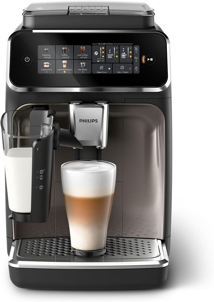 Imagen de: Philips Serie 3300 Cafetera Superautomática - Sistema de leche LatteGo, 6 tipos de cafe, pantalla táctil, SilentBrew, Molinillo Cerámico, filtro AquaClean. Cromo negro (EP3347/90)