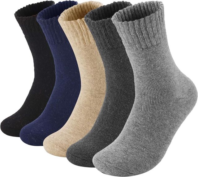Imagen de la oferta: MOSOTECH 5 Pares Calcetines Térmicos Hombre de Invierno - Gruesa Cálidos y Transpirables, Rizo Suave para Regalos Hombres, Talla Única 39-45