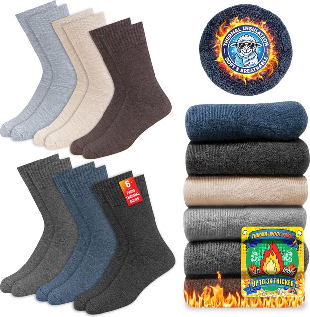 Imagen de la oferta: Calcetines Térmicos para Hombres y Mujeres - Calcetines de Invierno Calientes, Paquete de 6 Pares