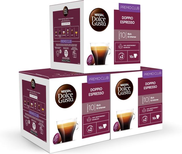 Imagen de la oferta: NESCAFÉ Dolce Gusto Espresso Doppio - Cápsulas de Café, 48 Cápsulas (3 x 16) - Intensidad 10 - Café Arábica y Robusta - Originales para cafeteras Dolce Gusto