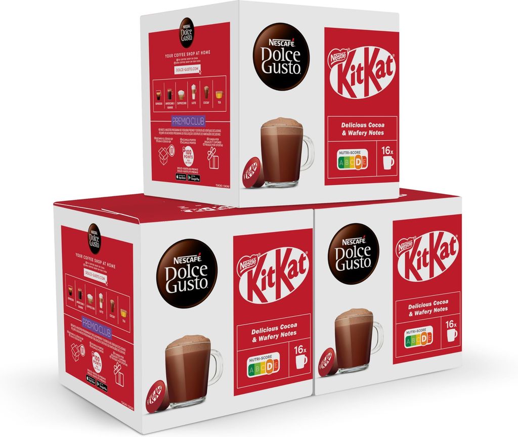 Imagen de: NESCAFÉ Dolce Gusto Kitkat - Cápsulas de Café, 48 Cápsulas (3x16) - Bebida de Chocolate - Originales para cafeteras Dolce Gusto