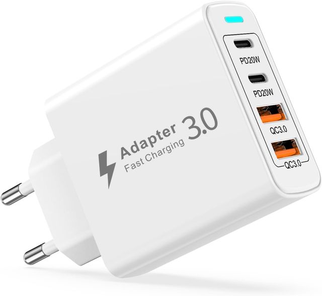 Imagen de la oferta: Cargador USB C 40W, 4 Puertos Enchufe USB C Cargador Tipo C Carga Rapida PD&QC3.0, Enchufe Multiple Adaptador Movil Carga Rapida para iPhone 17 16 16e 15 14 13 12 11 Pro X, Samsung S25 Ultra
