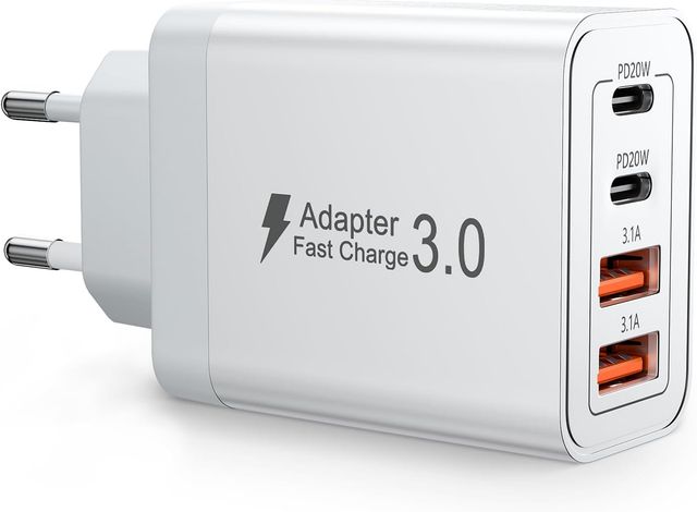 Imagen de la oferta: Cargador USB C, 40W Cargadors Rapido 4 Puerto, Cargadors Carga Rapida QC 3.0, Cabezal Cargador Tipo C para iPhone 16 15 14 13, Samsung S25 S24 S23, Huawei, cargadors Multiple USB Carga Rapida