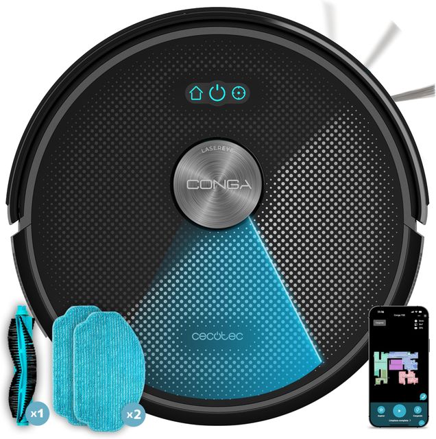 Imagen de la oferta: Cecotec Robot Aspirador con Navegación Giroscópica y App Conga M50 X-Treme. 7000Pa, Barre, Aspira, Friega y Pasa la Mopa, Autonomía 160mins, Sensores Anticaídas, Cepillo Multifunción, TotalSurface