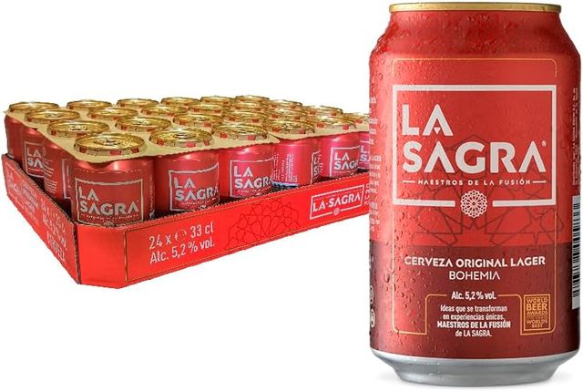 Imagen de la oferta: La Sagra - Cerveza Lager estilo Pilsner - Alc. 5,2% Vol. - Caja de 24 latas de 330 ml - Total: 7920 ml