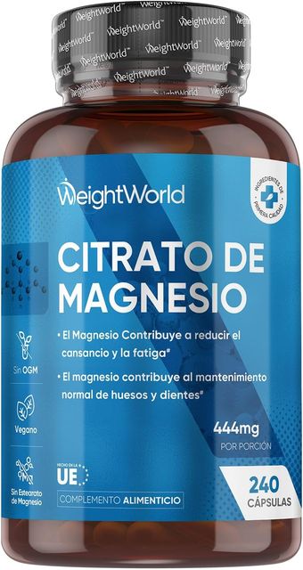 Imagen de la oferta: Citrato de Magnesio 240 Cápsulas Veganas - 444mg de Magnesio Puro provenientes de 1480mg del Citrato, Para 4 Meses, Contribuye a la Reducción del Cansancio y la Fatiga (EFSA), Sin Gluten ni OGM